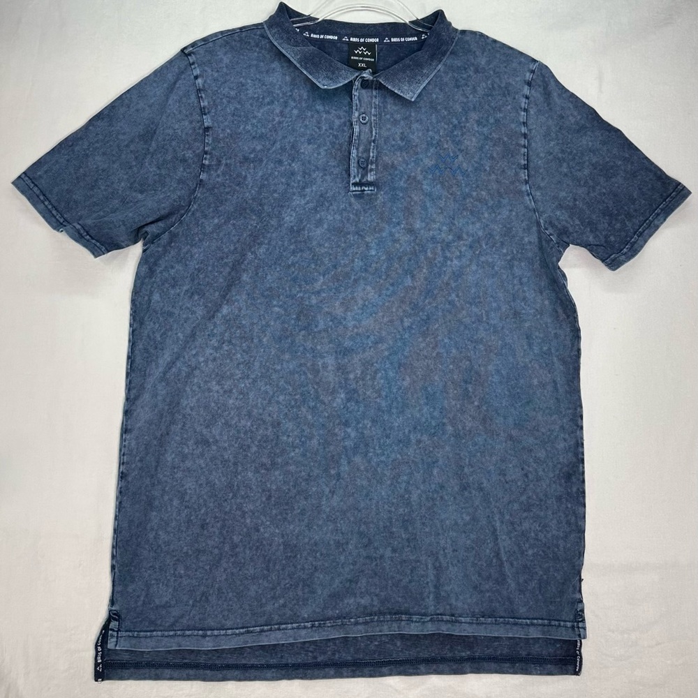 Birds of Condor Triple Eagle Marble Wash Blue Golf Polo Shirt Men's Size 2XL